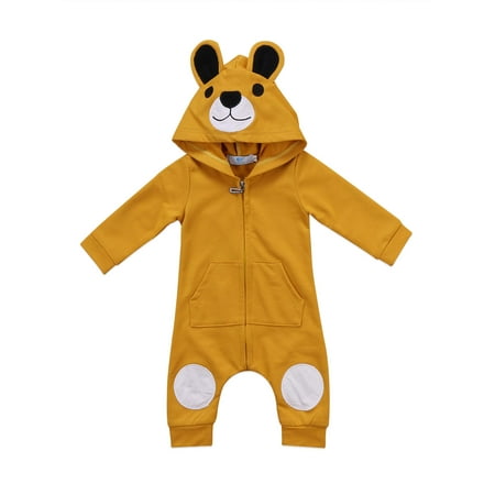 

Autumn Winter Infant Baby Boys Girls 3D Cartoon Animal Bear Jumpsuit Hoodie Romper Playsuit Zipper Onesies Outfit