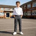 thumbnail image 6 of ITSAME Boys School Uniform Pants Flat Front Elastic Waist Straight Leg Kids Dress Pants with Pockets Dark Gray Size 11, 6 of 9