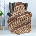 thumbnail image 4 of Colorful Soft Flannel Fleece Throw Blanket, Native Culture Geometric Motif Pattern, Cozy Plush for Indoor and Outdoor Use, 50" x 60", Brown Cinnamon Orange, by Ambesonne, 4 of 5