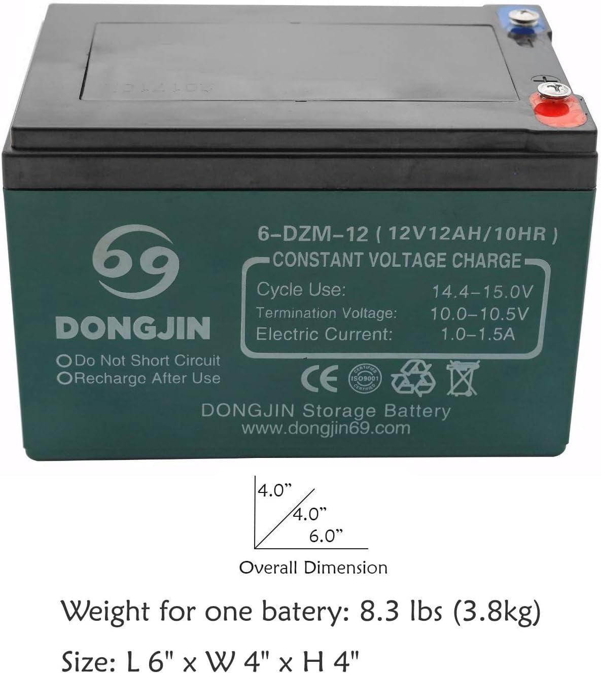 2PCS 12V 12Ah 6-DZM-12 Battery for Electric Bike Scooter Go Kart