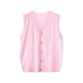 thumbnail image 2 of Womens Sweater Vest Button Down Sleeveless Soft Casual V Neck Knitwear Tops Waistcoat Solid Color Knitted Jacket (One Size, Pink), 2 of 3