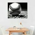 thumbnail image 2 of Nawypu Canvas Prints Wall Art Black White Baseball Rustic Sports Picture Printed On Canvas Stretched and Framed for Home Living Room Decor, 2 of 4
