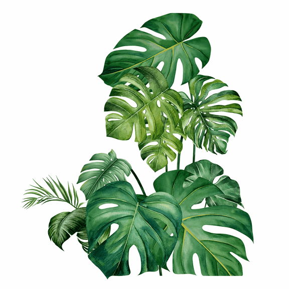 Leaf Wall Decals Monstera Tropical Plants Wall Stickers for Living Room, Palm Wall Posters Natural Green Plants Art Murals Vinyl Wallpaper for Bedroom Nursery Office