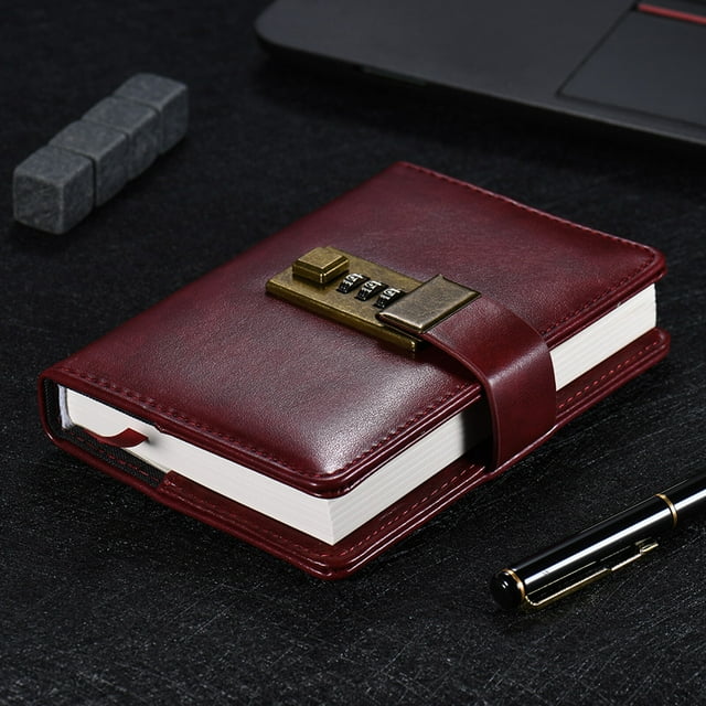 Labymos Vintage A7 Pocket Notebooks Journals Planner Agenda Diary Book with Password Lock Office Supplies