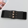 thumbnail image 6 of Slccxzc Women Wide Belt New Metal Buckle Women Elastic Waistband Leather Rivet Ultra Wide Belt Elastic Belts For Woman, 6 of 7