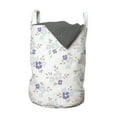 thumbnail image 1 of Floral Laundry Bag, Flowers in Pastel Tones on Plain Background Spring Vintage Inspired, Basket with Handles Drawstring Closure for Laundromats, 13" x 19", White Violet and Pale Blue, by Ambesonne, 1 of 4