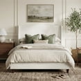 thumbnail image 3 of Noble House King Upholstered Wingback Headboard Platform Bed,White, 3 of 8
