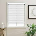 thumbnail image 2 of Zebra Cordless Window Blinds, Dual Layered Light Filtering Roller Shades, Easy Install Blinds, Indoor Home Decor, Pull-Down Shades for Windows, Light Control for Day & Night, White, 57"W X 72"H, 2 of 7