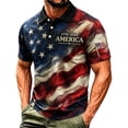 thumbnail image 4 of Mens Patriotic USA 250th Anniversary Short Sleeve Polo Shirts, American Flag Embroidery Vintage US Flag Print Casual Tops for Independence Day(Dark Blue,L), 4 of 5