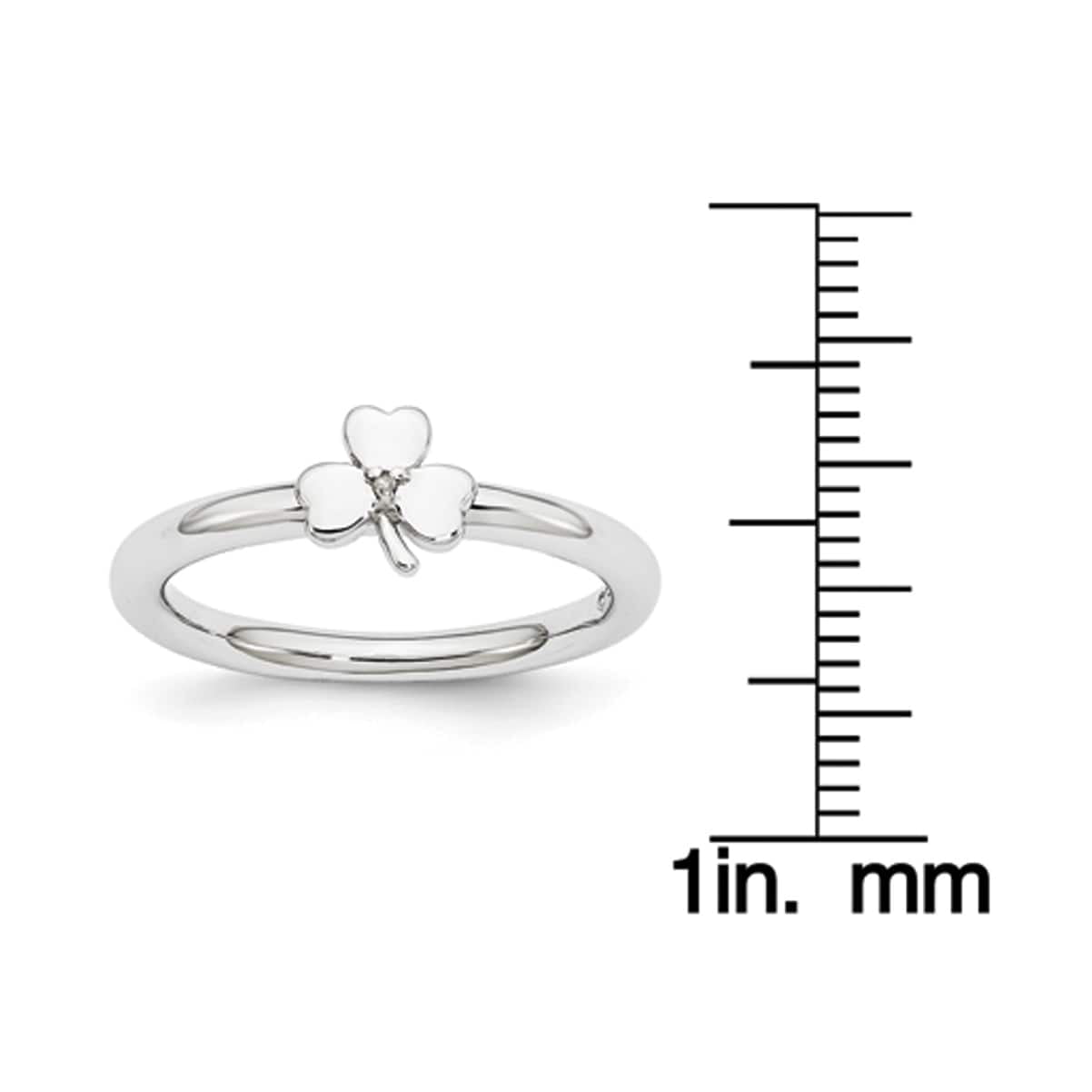 Diamond Sterling Silver Rhodium Clover Ring