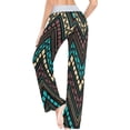 thumbnail image 5 of Women's Lines Zigzag Ethnic Tribal Geometric Pajama Pants, Casual Pajama Bottoms Lounge Pants Wide Leg, 5 of 7