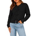 thumbnail image 5 of Women's Bow Tie Front Sweater Long Sleeve Crew Neck Knit Pullover Cardigan, L, 5 of 5