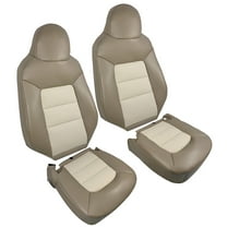 Molaner Front Perforated Leather Seat Cover Tan Driver & Passenger Bottom & Lean Back Compatible with Ford Expedition Eddie Bauer 2003-2006