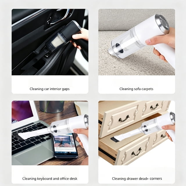 YYV Gifts Portable Rechargeable Car Vacuum Handheld Mini Wet Dry High-Suction Auto Cleaner with Lithium Battery Cordless Car Home Cleaner Compact Portable Car Vacuum Cleaner