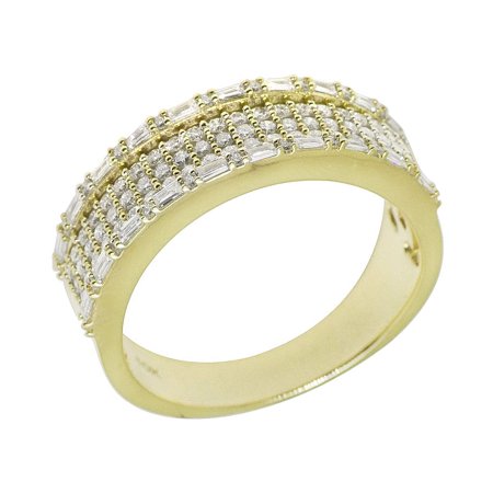 Baguettes 1.0 CT Diamond Band Ring Gold 7MM S10-Rose-gold