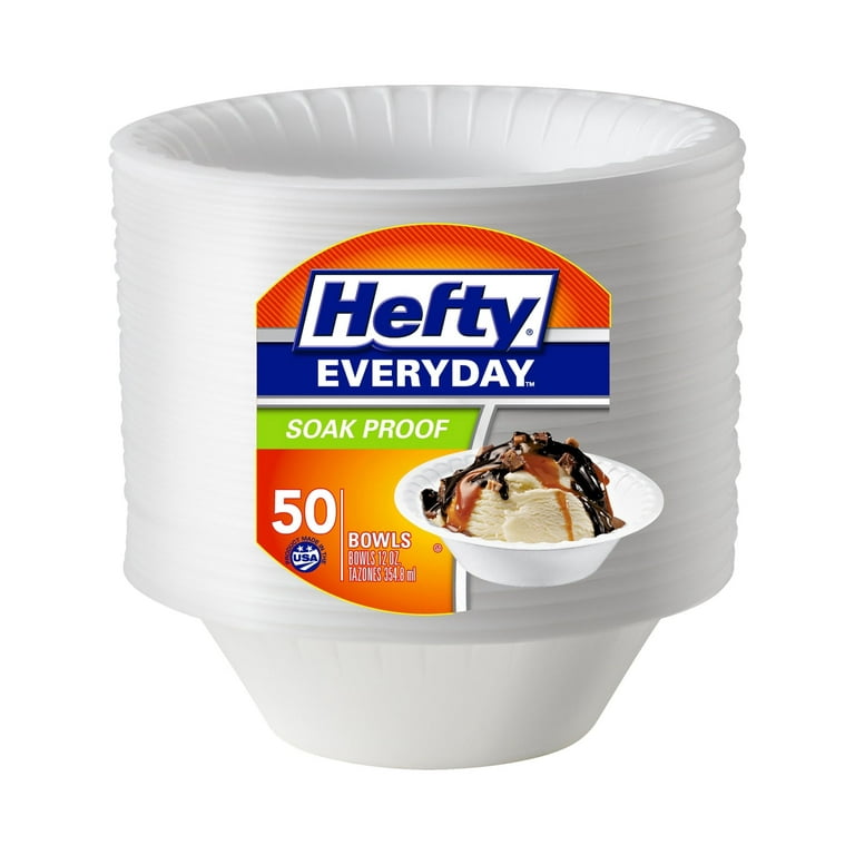 Hefty Everyday Disposable Foam Bowls, 12 oz, 50 ct