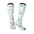 thumbnail image 5 of Lsque Gold Stars Blue Dots Pattern Printed Crew Socks Men's Women's LightWeight Thin Casual Calf Socks ,Knee High Socks,Cotton Socks, 5 of 9