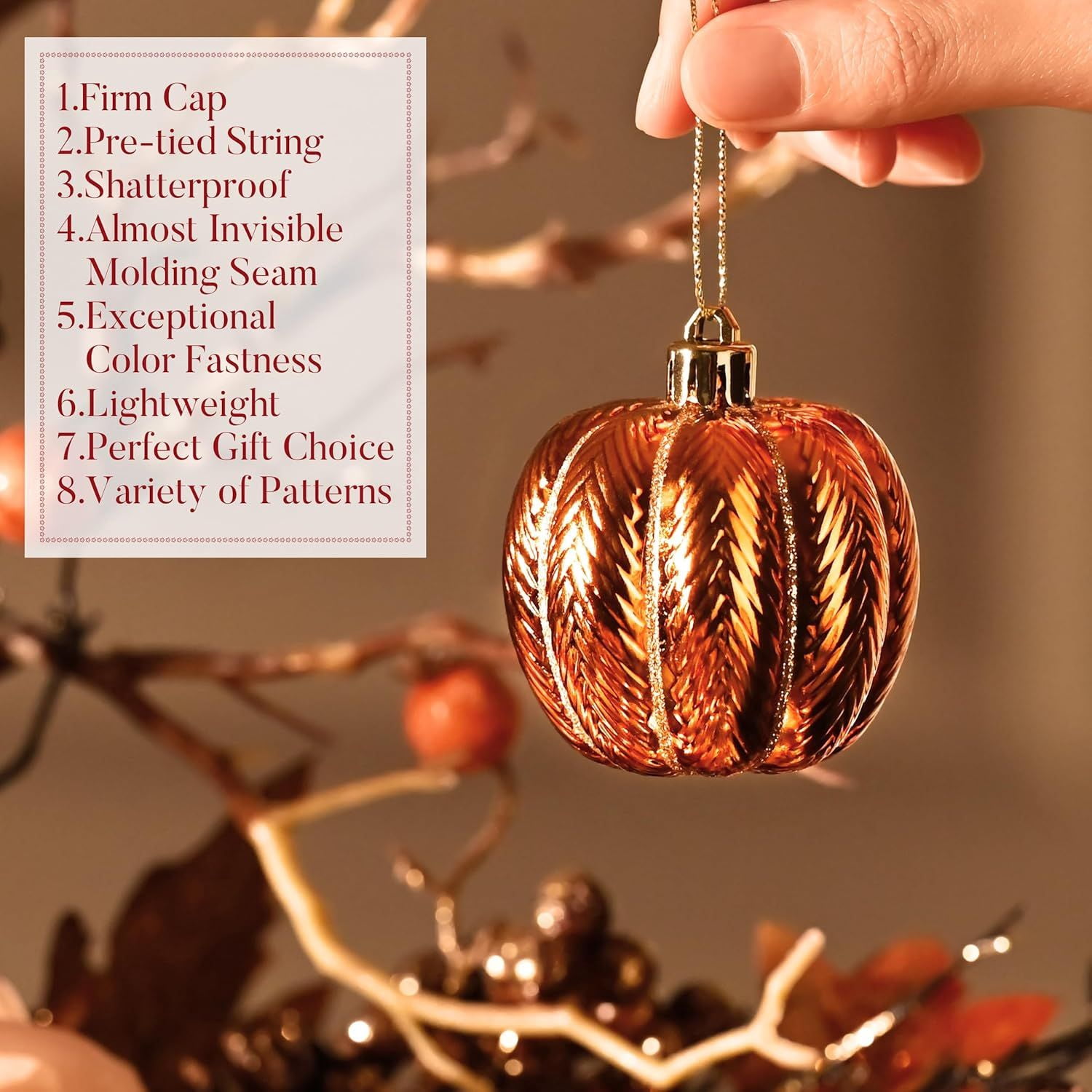 Autumn Christmas Tree Ornaments Set Hello Fall with Acorns Squirrels Pumpkins