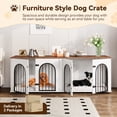 thumbnail image 6 of 71" Double Dog Crate Furniture, Large Dog Kennel Furniture with Removable Divider, Wooden Dog Cage with Cushions, Indoor Dog House TV Stand for Large Medium Dog, White/Brown, 6 of 8