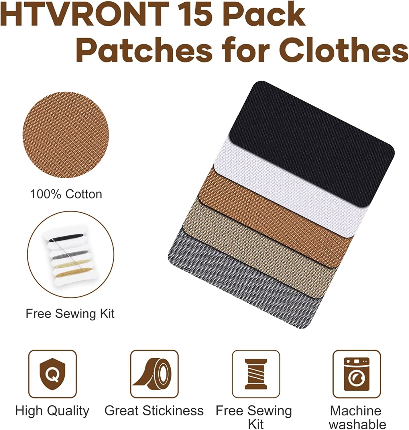 HTVRONT Iron on Patches for Clothing Repair, 20 PCS Multi-Colored Fabric  Patches for Clothes Repair, 20 Shades Iron Patches for Clothes, Clothing