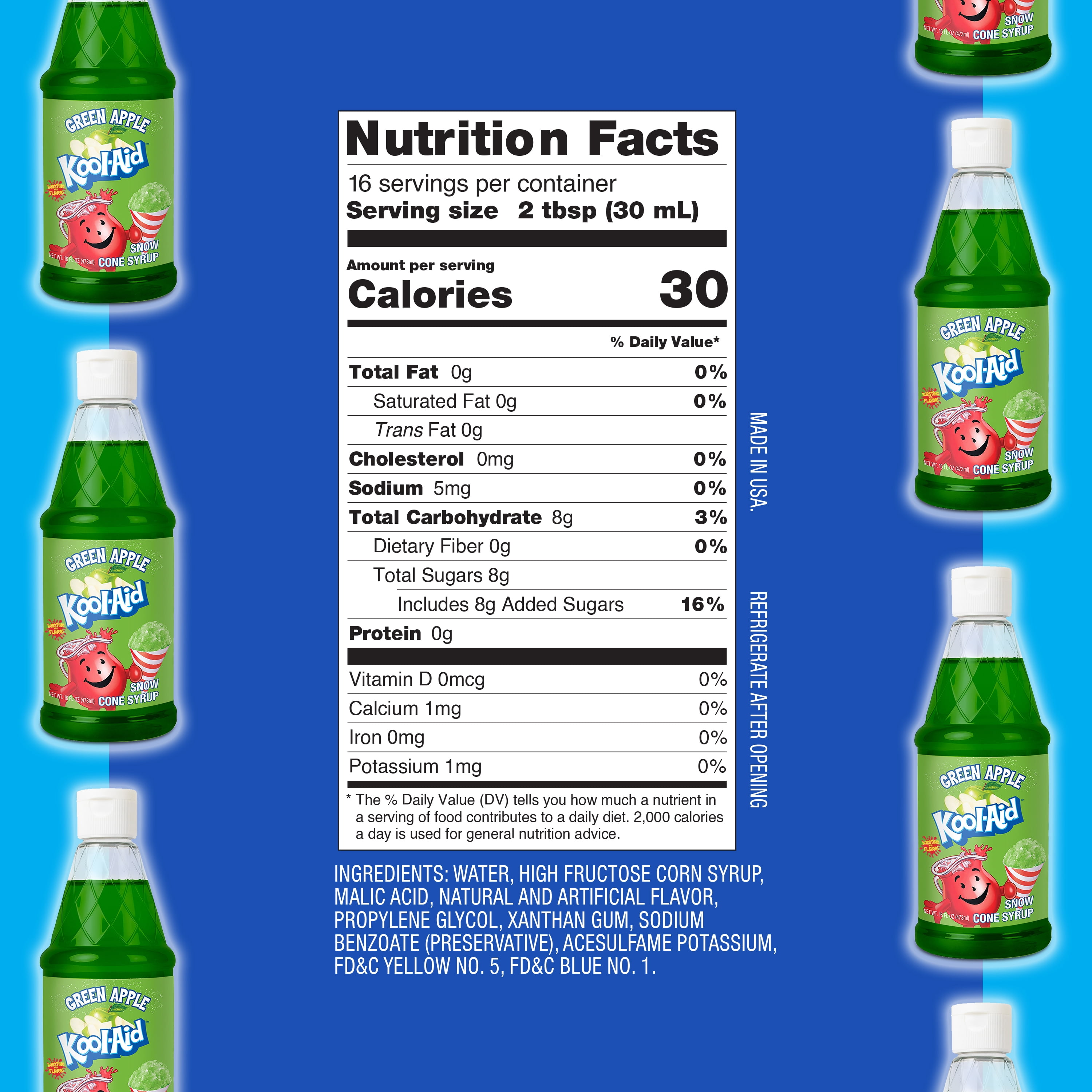 (2 pack) Kool-Aid Green Apple Snow Cone Syrup, Gluten Free, 16 oz Bottle