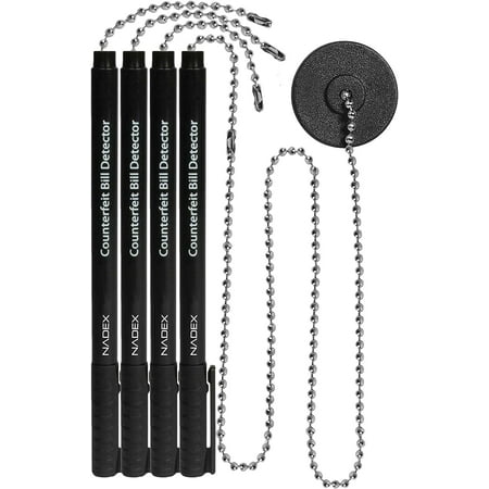 Nadex Secure Counterfeit Pen Attaches to Counter, (Gold for Real - Black for Fake), Detect Counterfeit Bills - 4 Pen, 1 Base