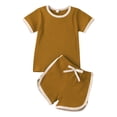 thumbnail image 2 of SUNSIOM Kids Girls 2-piece Outfit Set Short Sleeve Color Block Tops+Shorts Set, 2 of 10