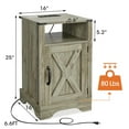 thumbnail image 6 of Smuxee Farmhouse Nightstand End Table with Charging Station and Door,Bedroom Side Tables,Light Gray, 6 of 6