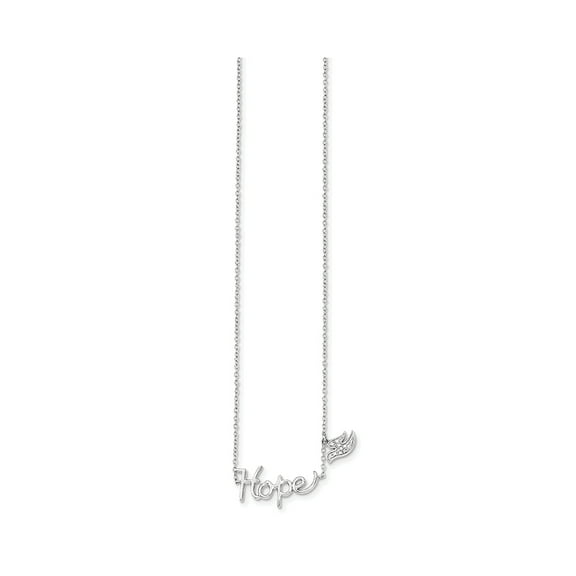 925 Sterling Silver Polished Spring-Ring Hope With Cubic Zirconia Dove Charm Necklace 18 Inch Pendant Necklace for Women
