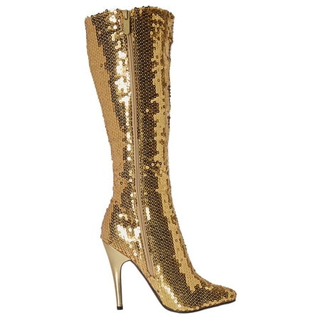 ELLIE SHOES - Women's Gold Sequin Knee High Boot - Walmart.com ...