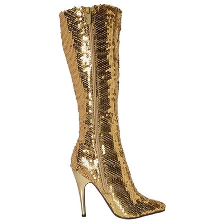 knee high boots with gold trim