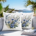 thumbnail image 4 of Outdoor Pillow Cover Watercolor Blue Flower Set of 2 Waterproof Throw Pillowcases Colorful Floral Decorative Patio Furniture Pillows for Couch Garden Indoor & Outdoor Use, 4 of 9