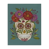 Stupell Industries Floral Sugar Skull Holiday Painting Gallery Wrapped Canvas Art Print Wall Art, 16 x 20