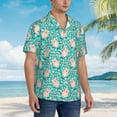 thumbnail image 3 of Honeii Pig And Flower Print Men’s Hawaiian Shirt,Classic Button-Down Short Sleeve Shirt, for Beach, Vacation, and Outdoor Activities,Large, 3 of 7