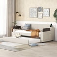 thumbnail image 3 of Twin Daybed w/ Storage, Trundle & USB - Beige Upholstered Wood Frame, Twin Size for Bedroom/Living Room. Space-Saving Design., 3 of 21