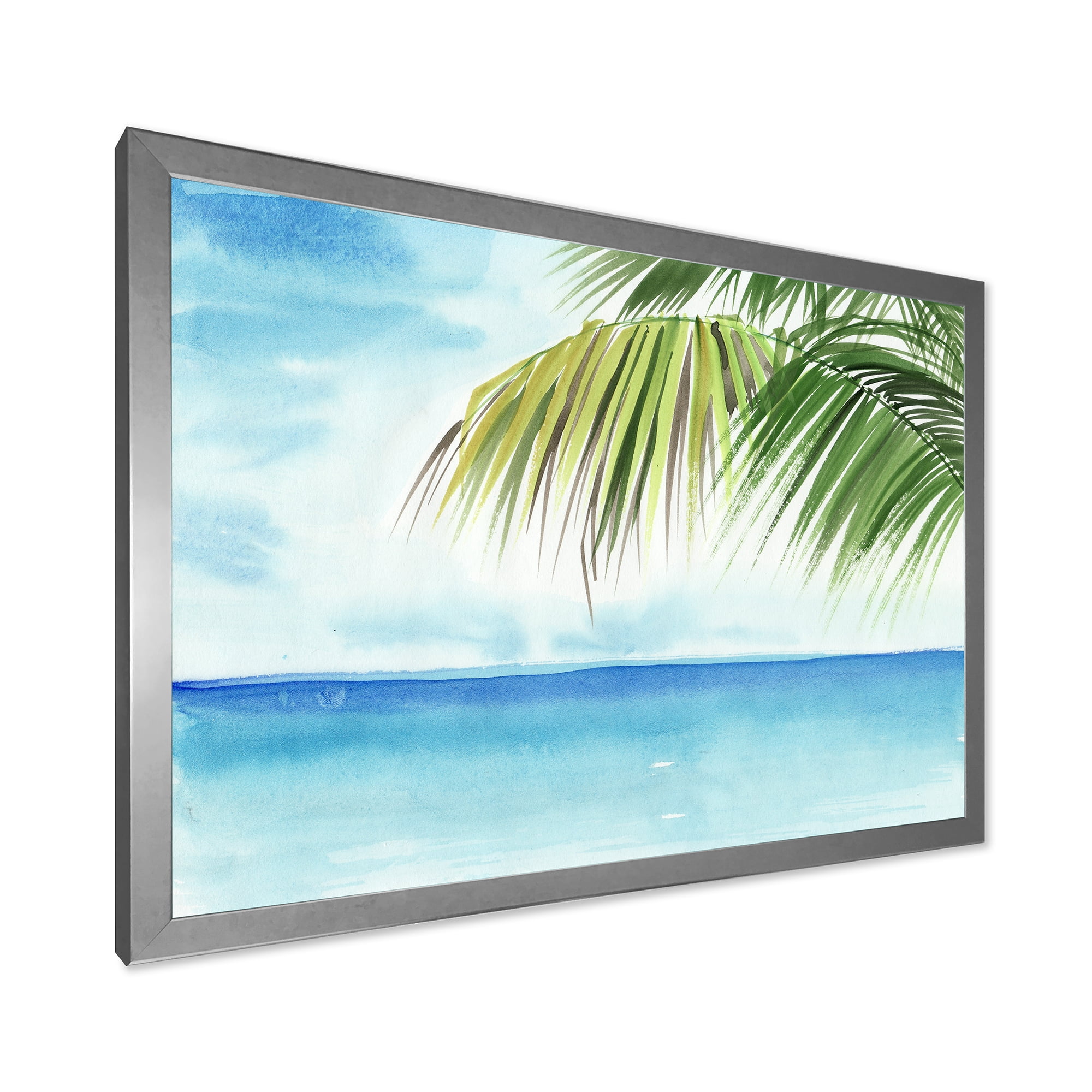 Designart 'Palm Beach Resort At Sunrise III' Nautical & Coastal Framed Art Print