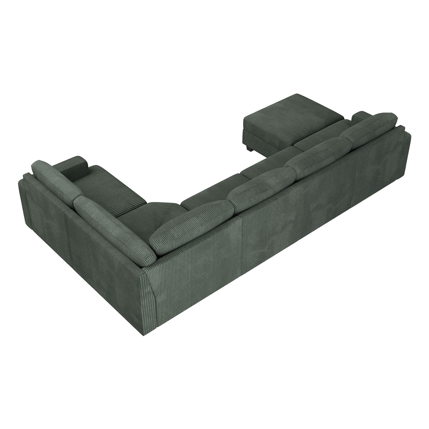 HONBAY Sectional Corduroy Sleeper Sofa Bed U Shaped Convertible with Hidden Storage Ottomans for Living Room, Green