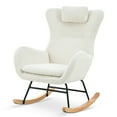 thumbnail image 6 of Modern Teddy Fabric Nursery Rocking Chair, Accent Rocker Chair with High Backrest for Nursery, Accent Glider Rocker Rocking Accent Chair for Living Room Bedroom Playroom, White, 6 of 11