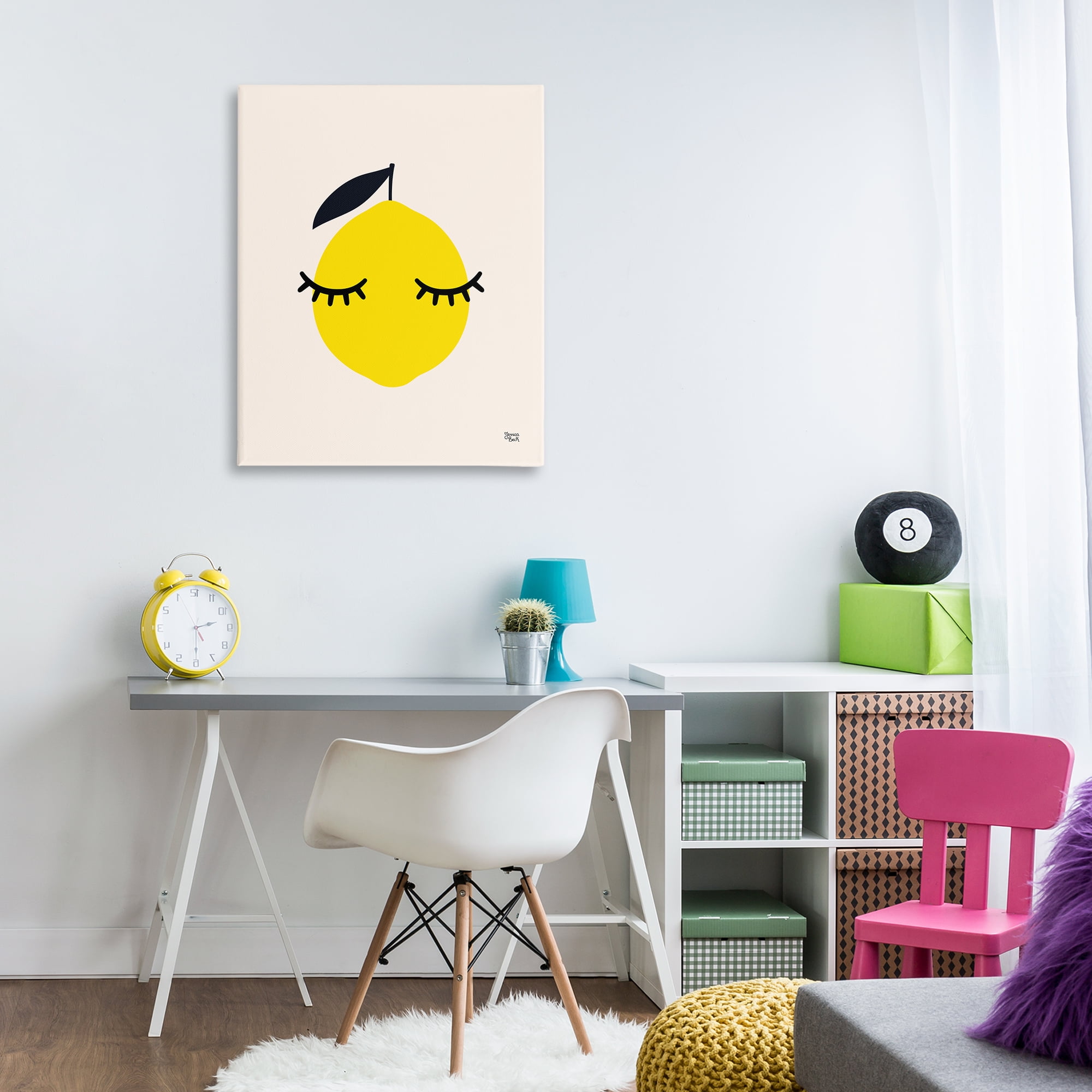 Stupell Industries Lemon with Eyelashes Food & Beverage Painting Wrapped Canvas Art Print Wall Art, 30 x 40