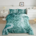 thumbnail image 2 of Teal Marble Bedding Set King Abstract Marbling Comforter Sets For Women Men,Turquoise Ocean Wave Down Comforter,Marble Grain Theme Duvet Insert 3 Pcs, 2 of 7