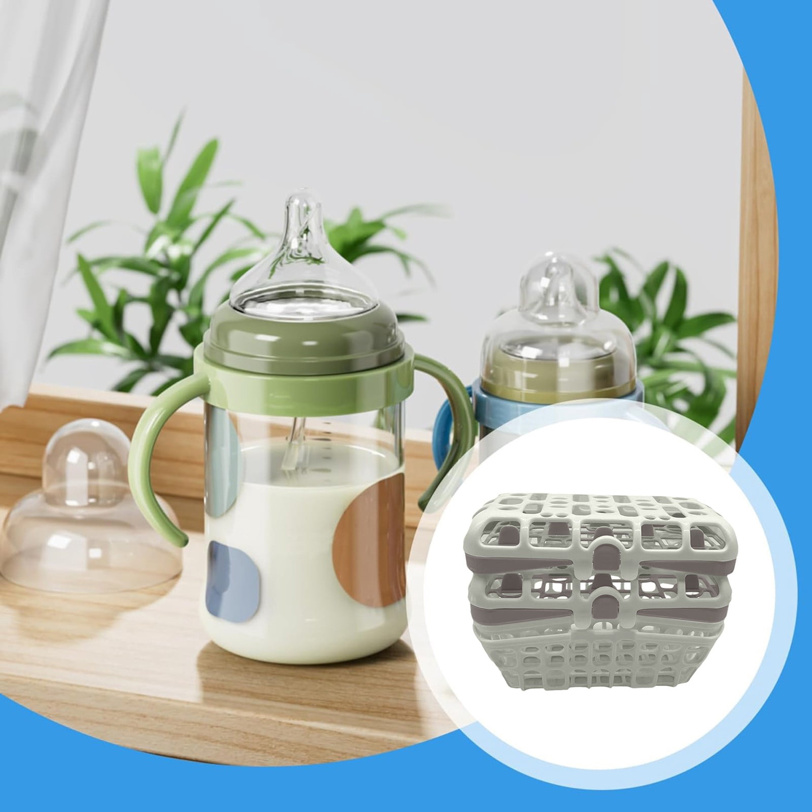 YAZHPA Dishwasher Basket for Little guy Bottle Parts, Pacifiers, and Accessories, Clean, Store and Organize Newborn Essentials,Green