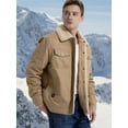 thumbnail image 4 of MANSDOUR Men's Winter Fleece lined Jacket Cotton Warm Sherpa Cargo Jackets Thermal Lapel Trucker Work Coat Khaki L, 4 of 7