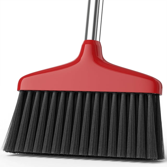 Escoba práctica Nodirz de 122 cm con mango de acero inoxidable, roja