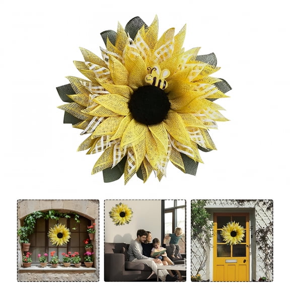 LAMIRO Wreath For Front Door Simulation Leaf Bee Sunflower Wreath Artificial Garland Hanging Pendants Wedding