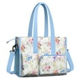 thumbnail image 2 of Teacher Tote Bag,Pioneer Flower Floral Print Pattern Teacher Utility Tote Bag,Large Work Tote Bags for Women with Multiple Pockets,Top Zipper Closure,13.8x10.6x6.7 Inch, 2 of 5