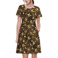thumbnail image 1 of Disketp Flying Furry Honey Bees para Vestido de Manga Corta para Mujeres, Vestidos de Verano para Mujeres, Casual y Holgado para la Playa, 1 of 6