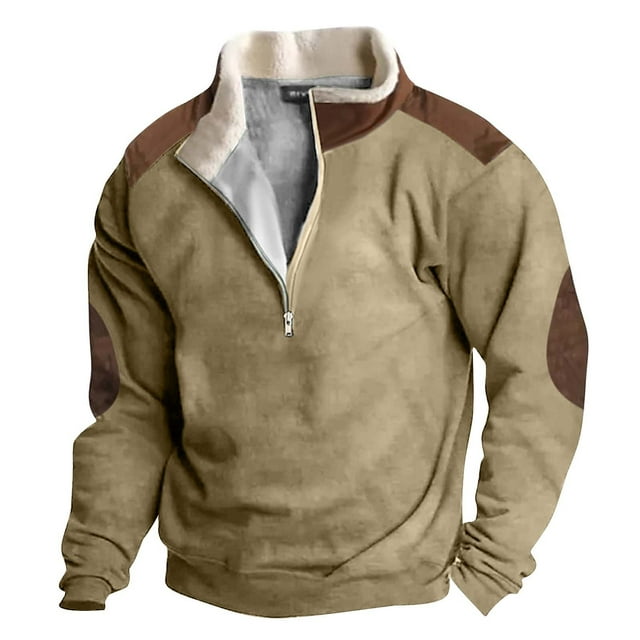 Spring And Autumn Men's Standing Collar Sweatshirt Is Outdoor Casual Sweaters Tops 2XL