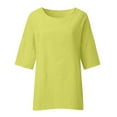 thumbnail image 2 of Pntutb Womens Plus Size,Tops Ladies Cropped Sleeve Solid O-Neck Cotton Loose Shirt Blouses, 2 of 6