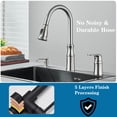 thumbnail image 4 of Brushed Nickel High Arc Kitchen Faucet Pull Down Pull Out 3 Holes Single Handle with Soap Dispenser Mixer Tap, 4 of 8