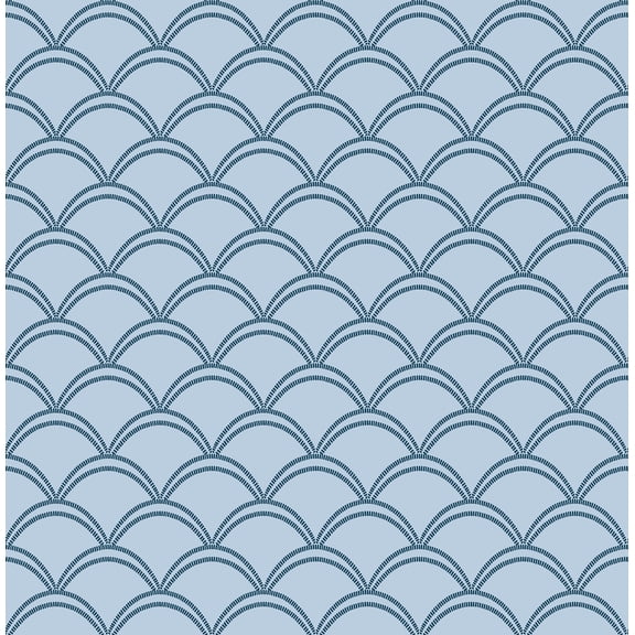 NuWallpaper 216-in by 20.5-in Deco Wave Blue Peel and Stick Wallpaper